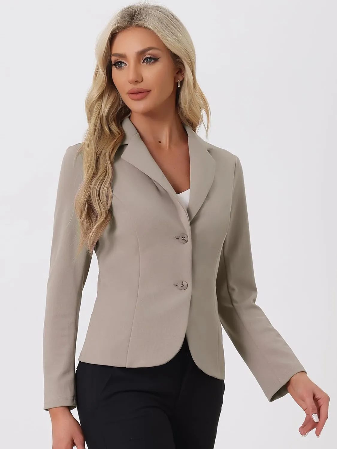 Allegra K Women's Work Office Blazer Stretch Lapel Collar Long Sleeve Jacket Suit Blazer