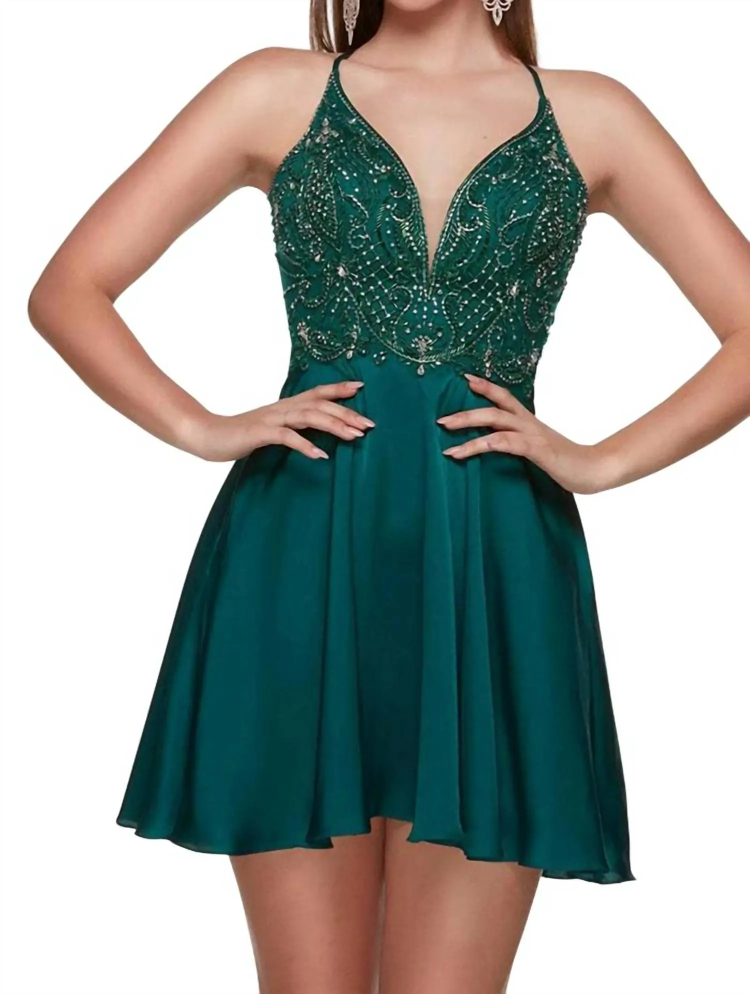 Alyce Paris - Embellished Top Mini Dress
