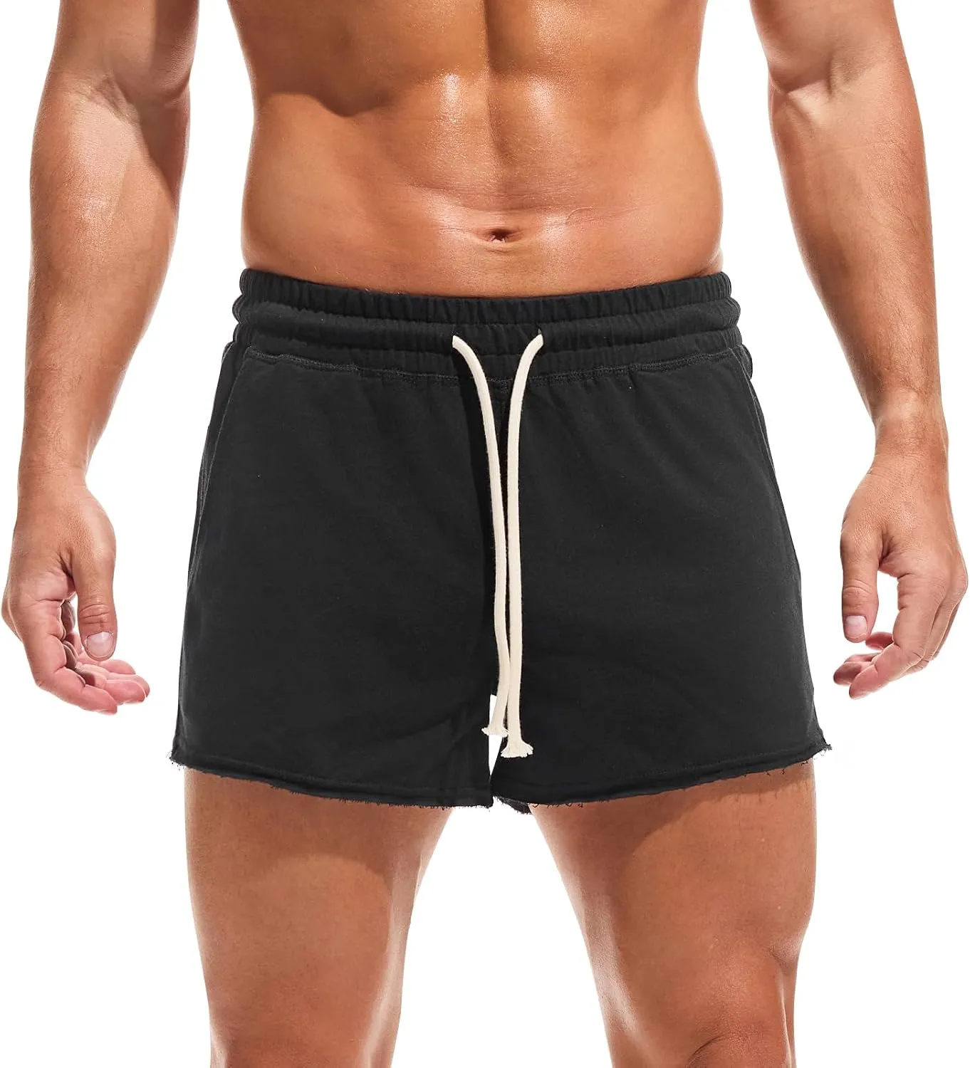 AMY COULEE Mens Workout Shorts 3 inch Cotton Gym Shorts Casual Terry Shorts with Pockets