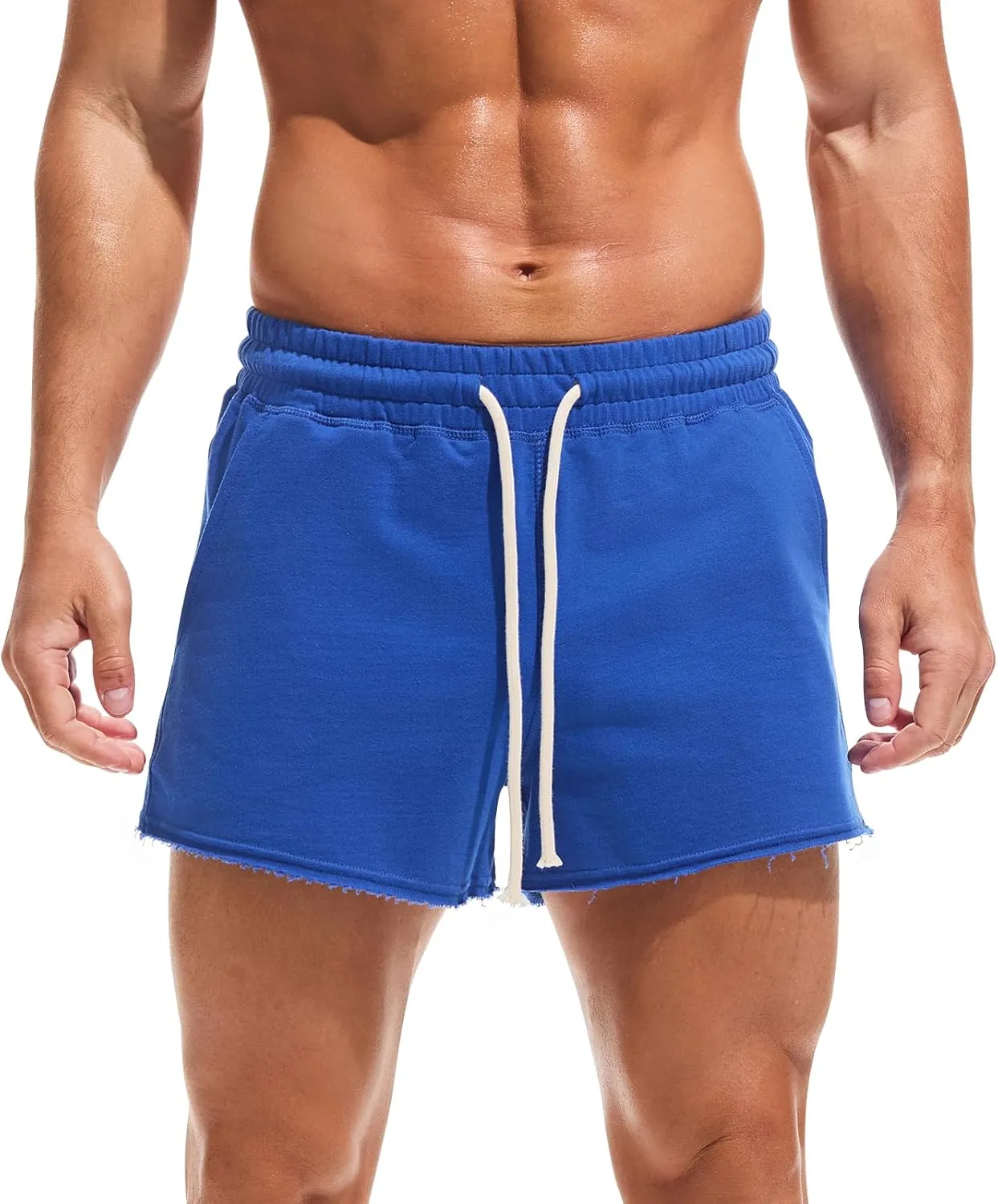 AMY COULEE Mens Workout Shorts 3 inch Cotton Gym Shorts Casual Terry Shorts with Pockets