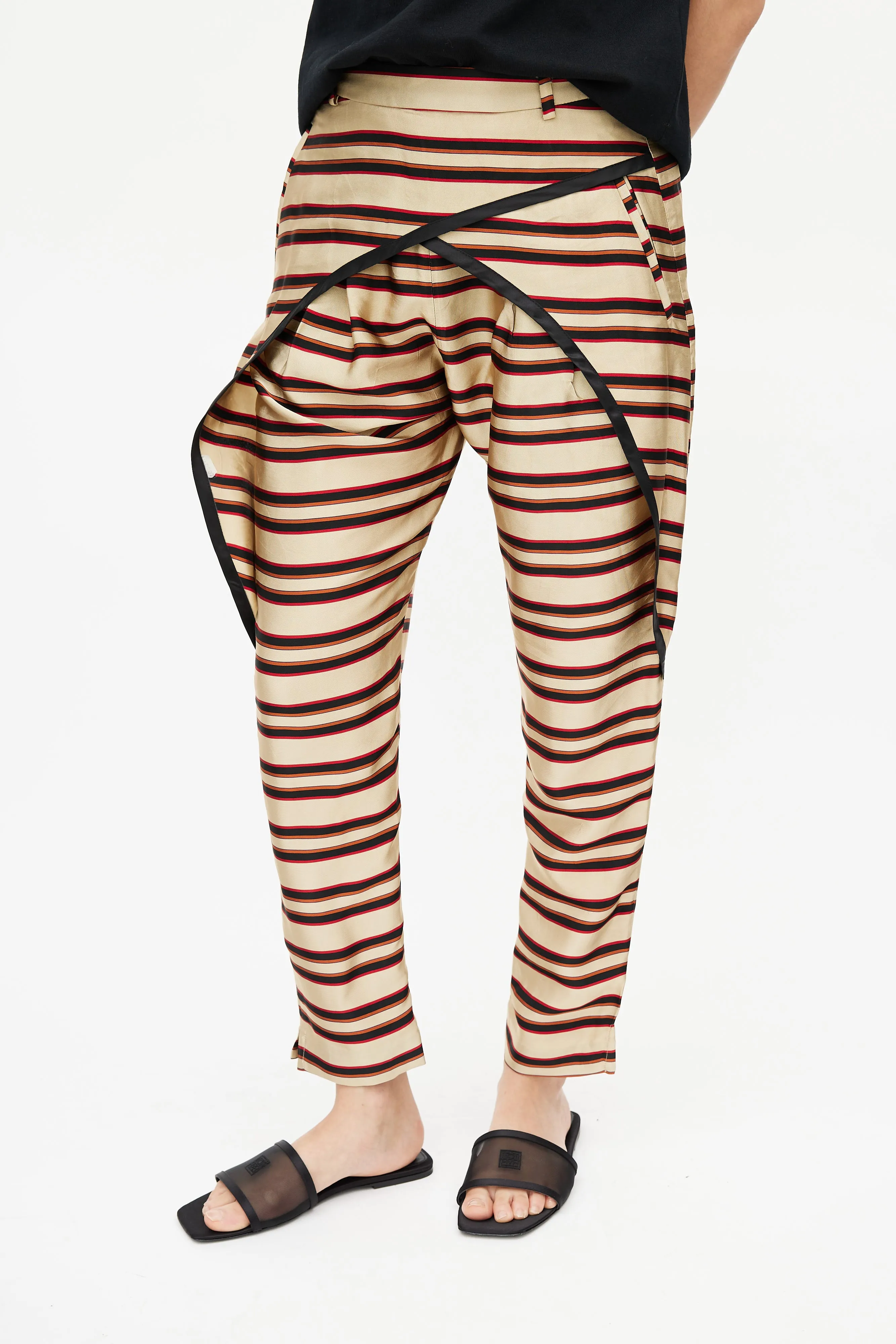 Black & Multicolour Metallic Stripe Trouser
