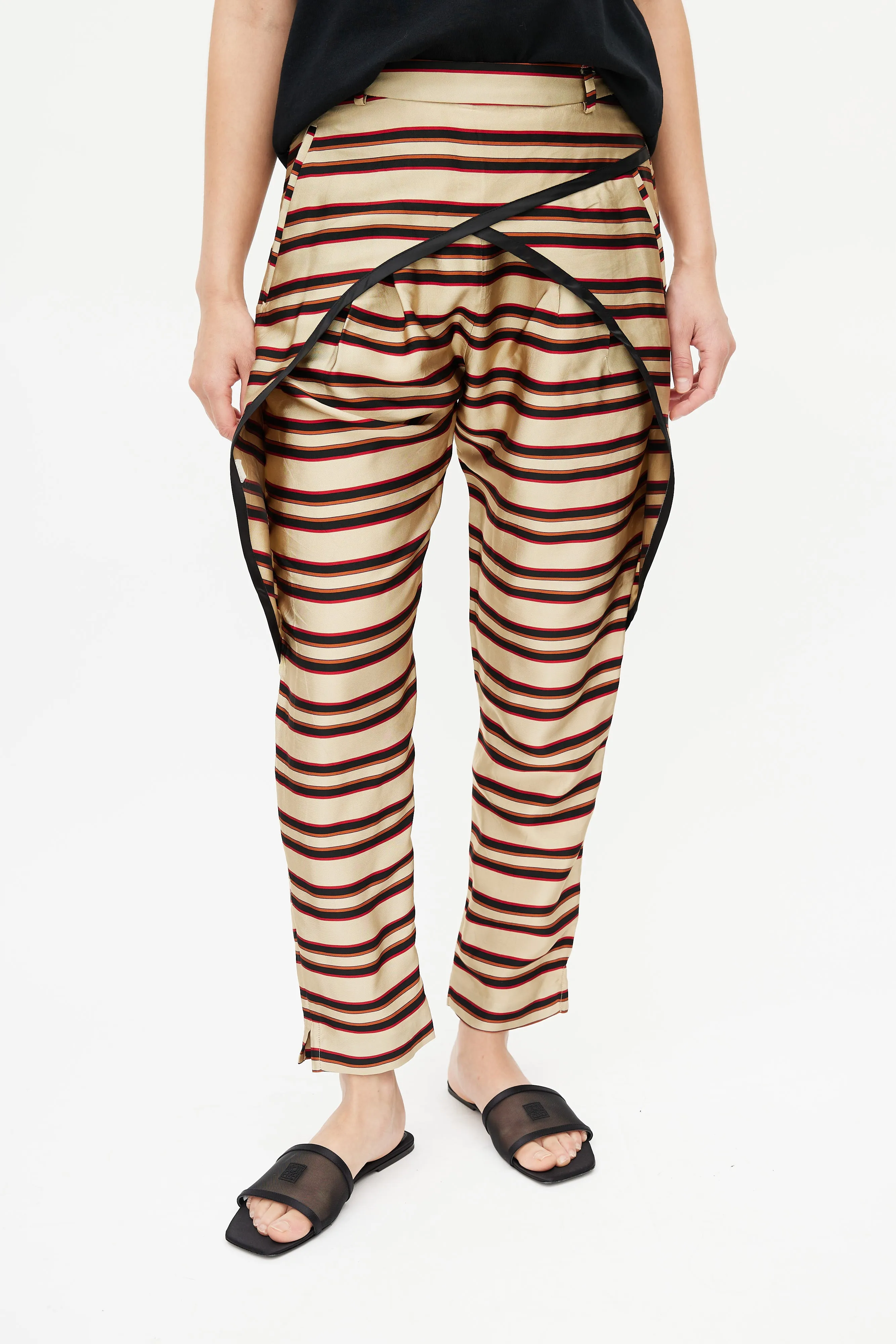 Black & Multicolour Metallic Stripe Trouser