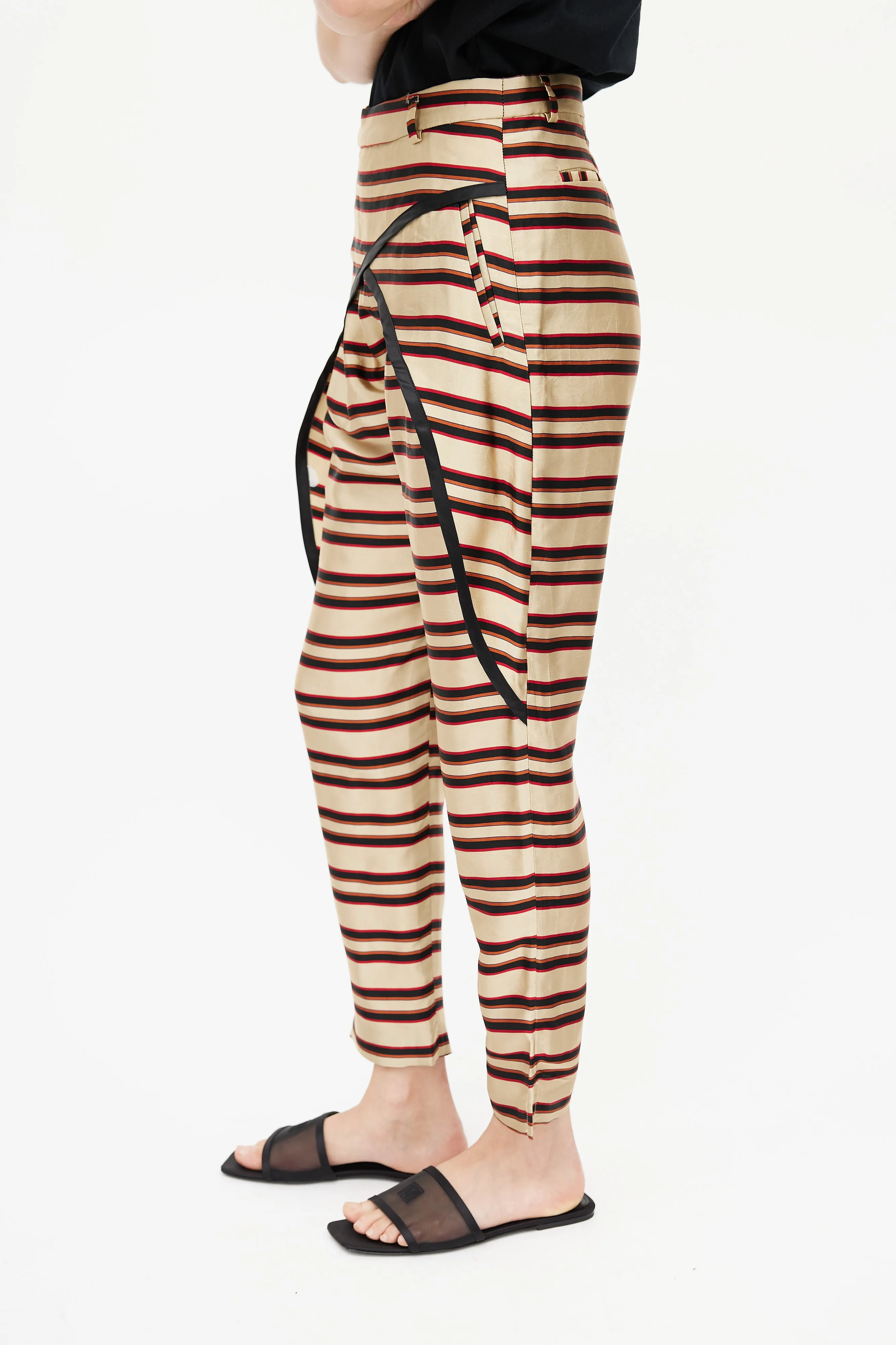 Black & Multicolour Metallic Stripe Trouser