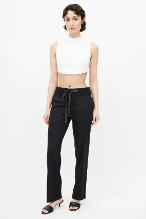 Black Beaded Waist Wool Trouser