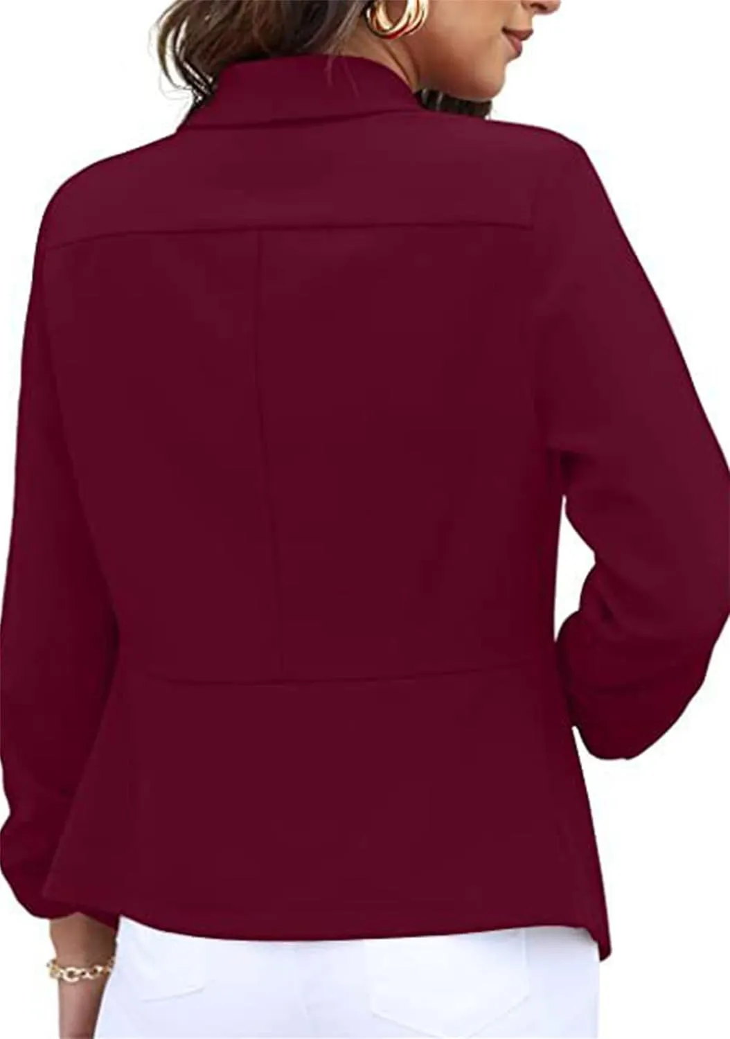 BOFETA Women's Blazer Open Front Cardigan 3/4 Sleeve Fitted Jacket Casual Office Cropped Blazer