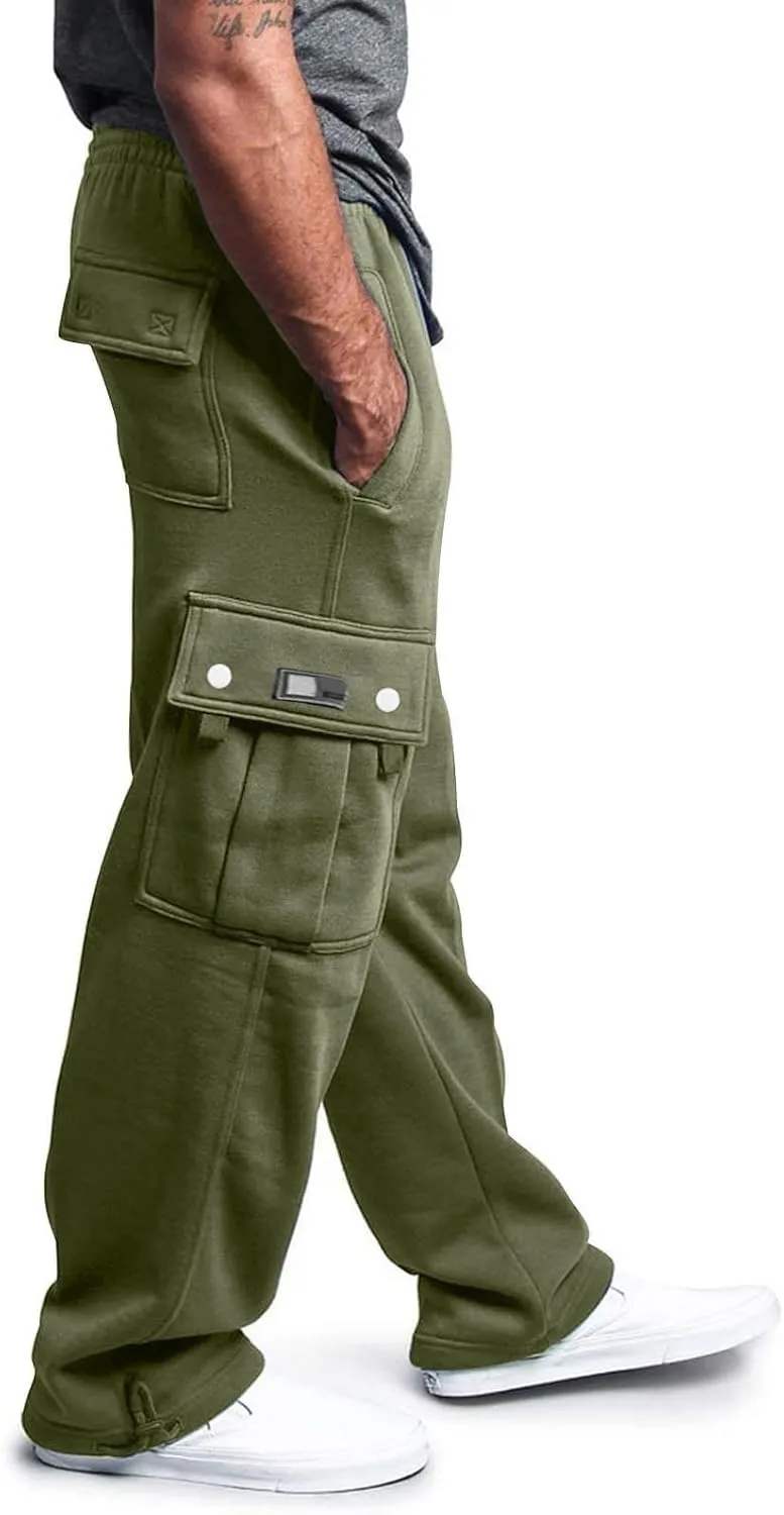 Casual Cargo Sweatpants for Men Lightweight Straight Leg Hiking Pants Comfort Outdoor Loose Jogger Pant with Pocket