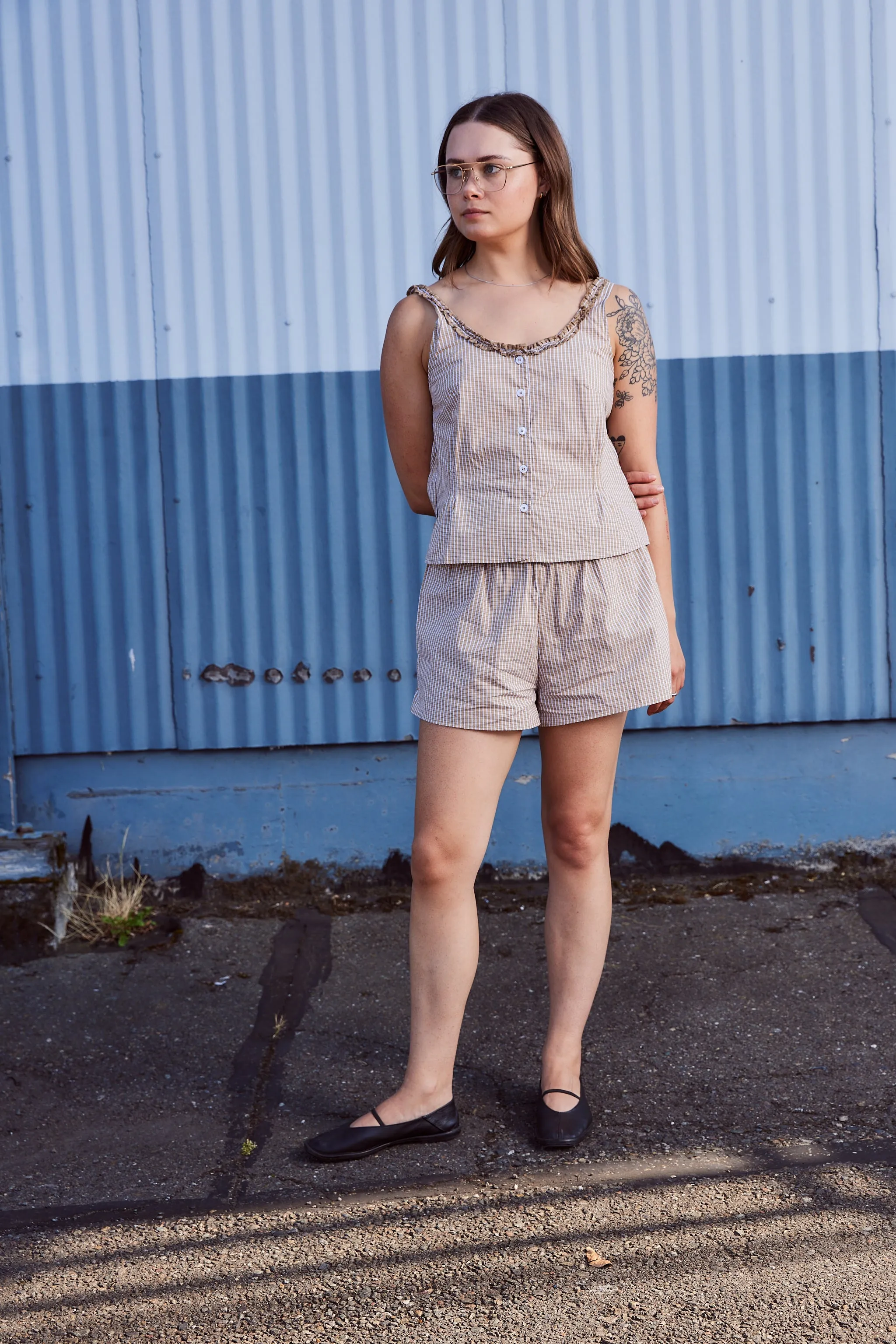 Desert Check PJ Short Set