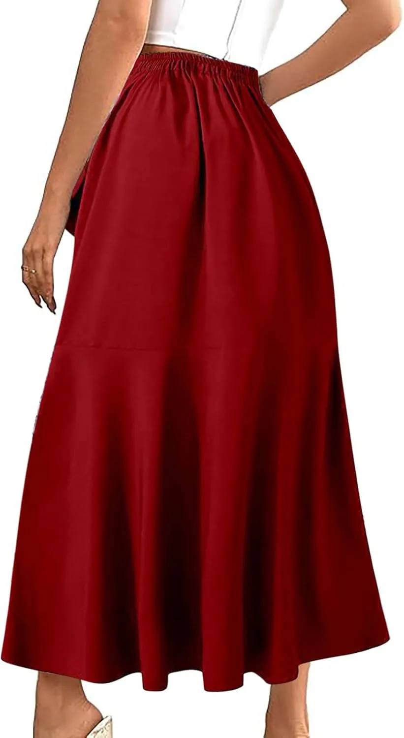 Elegant Ruffle Skirts for Women Irregular Hem Maxi Skirts Ladies Dressy Business Casual Skirt Work Outfits