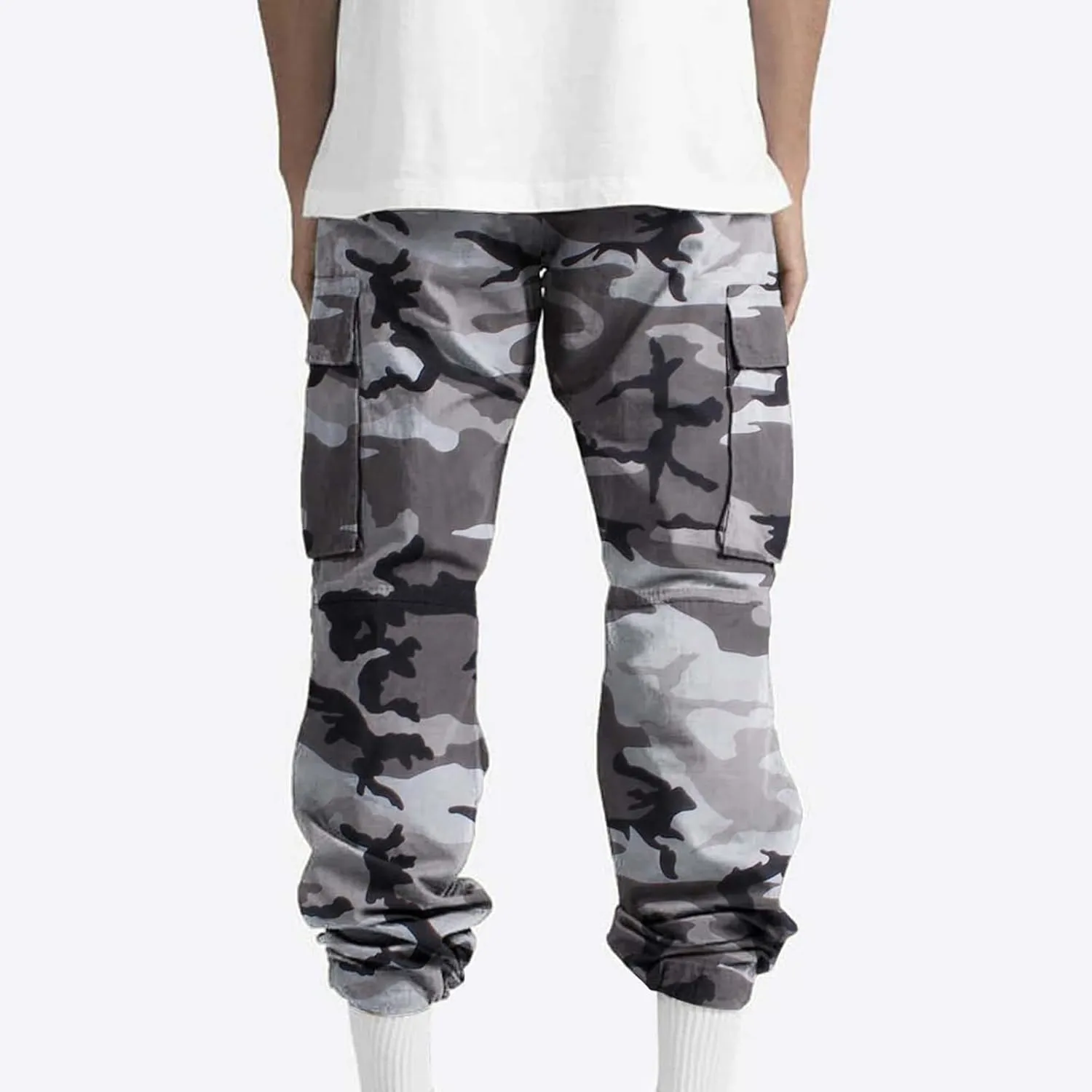 Finelylove Cargo Pants for Men Relaxed Fit Casual Camo Pants Lightweight Straight Cargo Sweatpants Outdoor Hiking Jogger