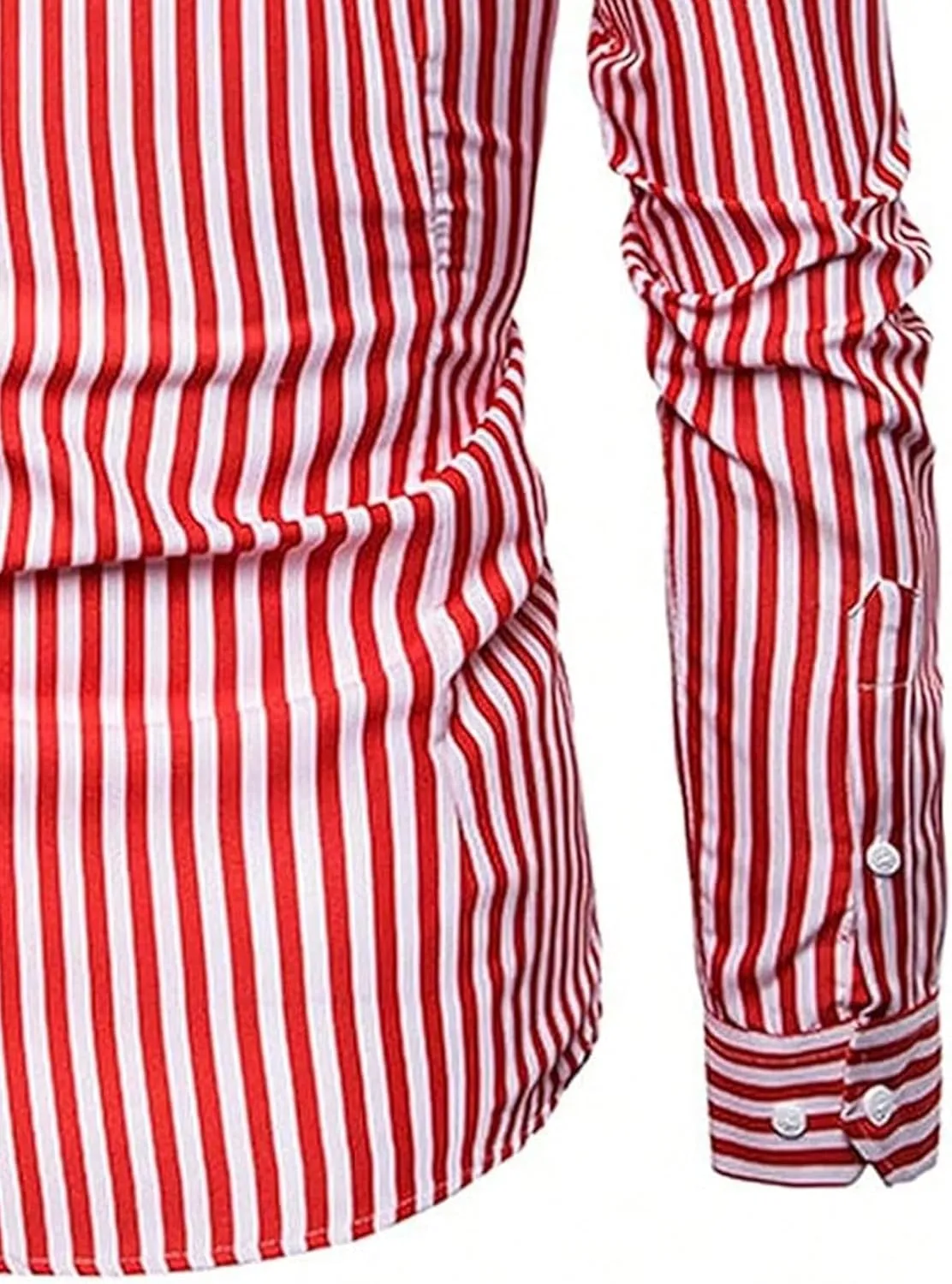 Floerns Men's Striped Print Button Front Collared Long Sleeve Shirt Top