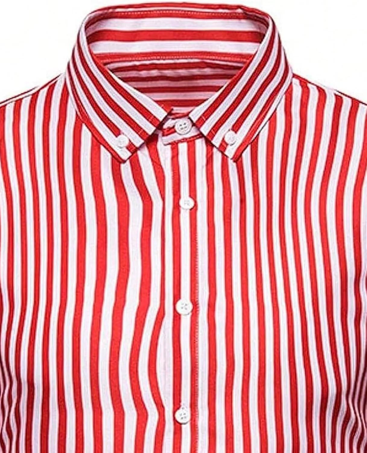 Floerns Men's Striped Print Button Front Collared Long Sleeve Shirt Top