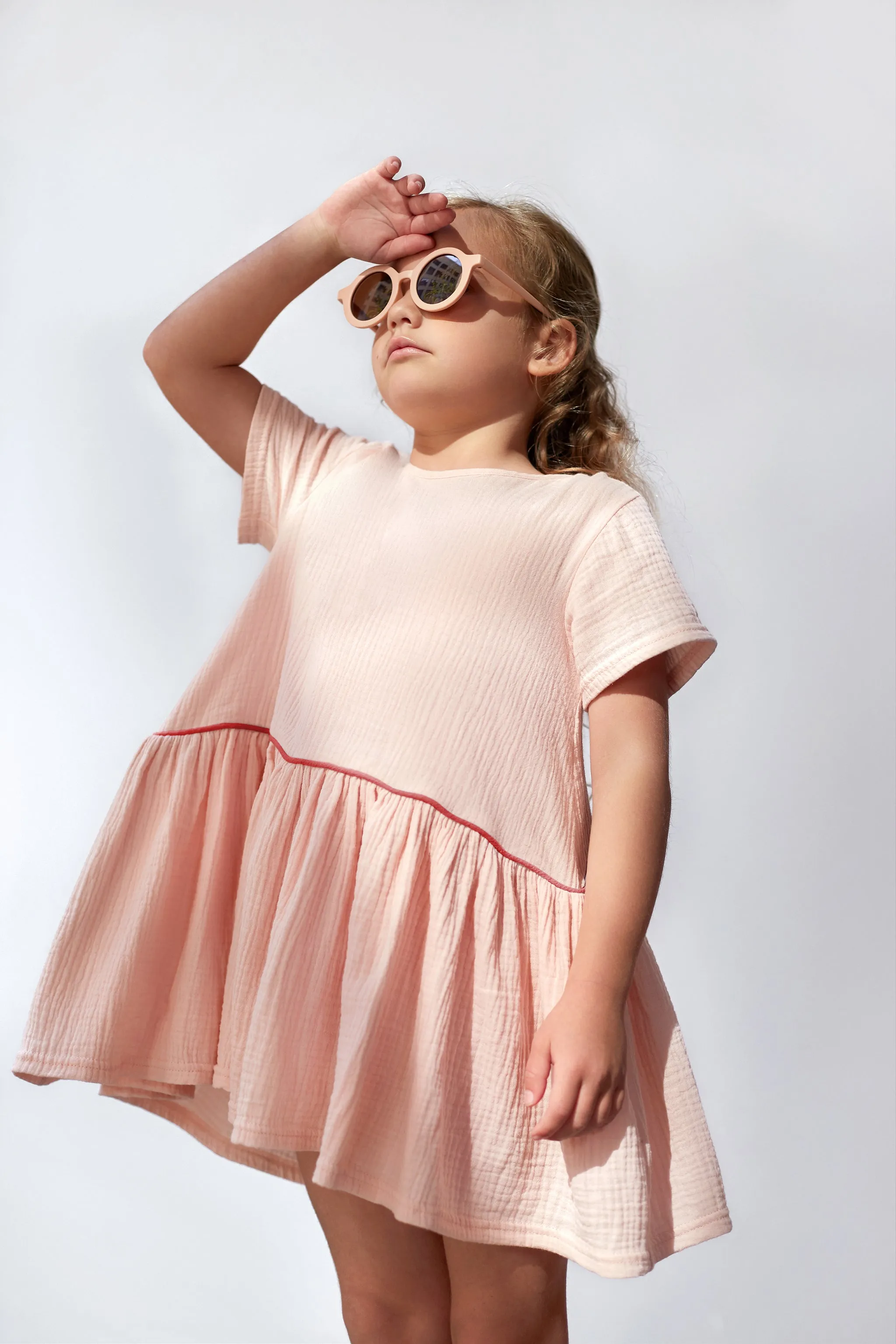 Girls Hi-Low Drop Waist Dress | Pink