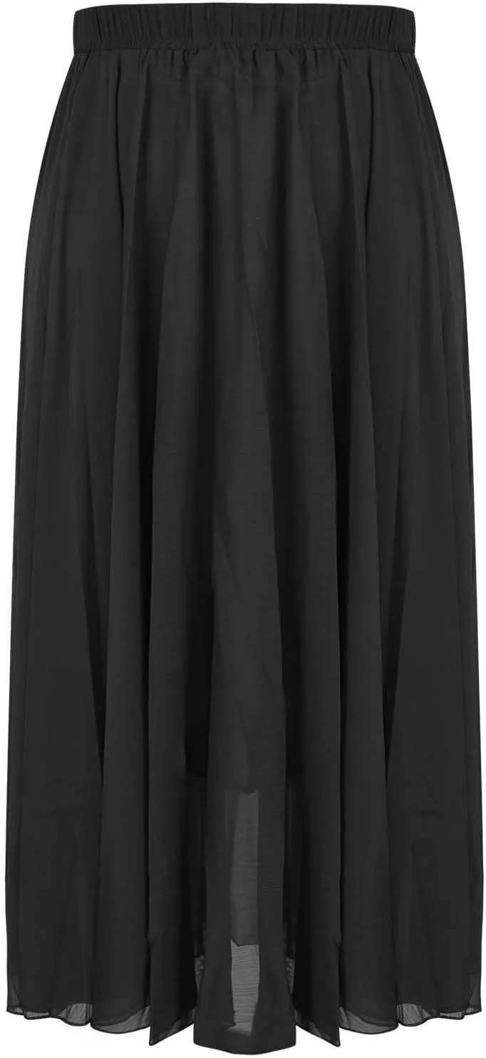 Maxi Skirts for Women Flowy Summer Skirt Elastic Waist Long Skirt Ankle Length Skirt Pleated Beach Skirt A Line Skirt