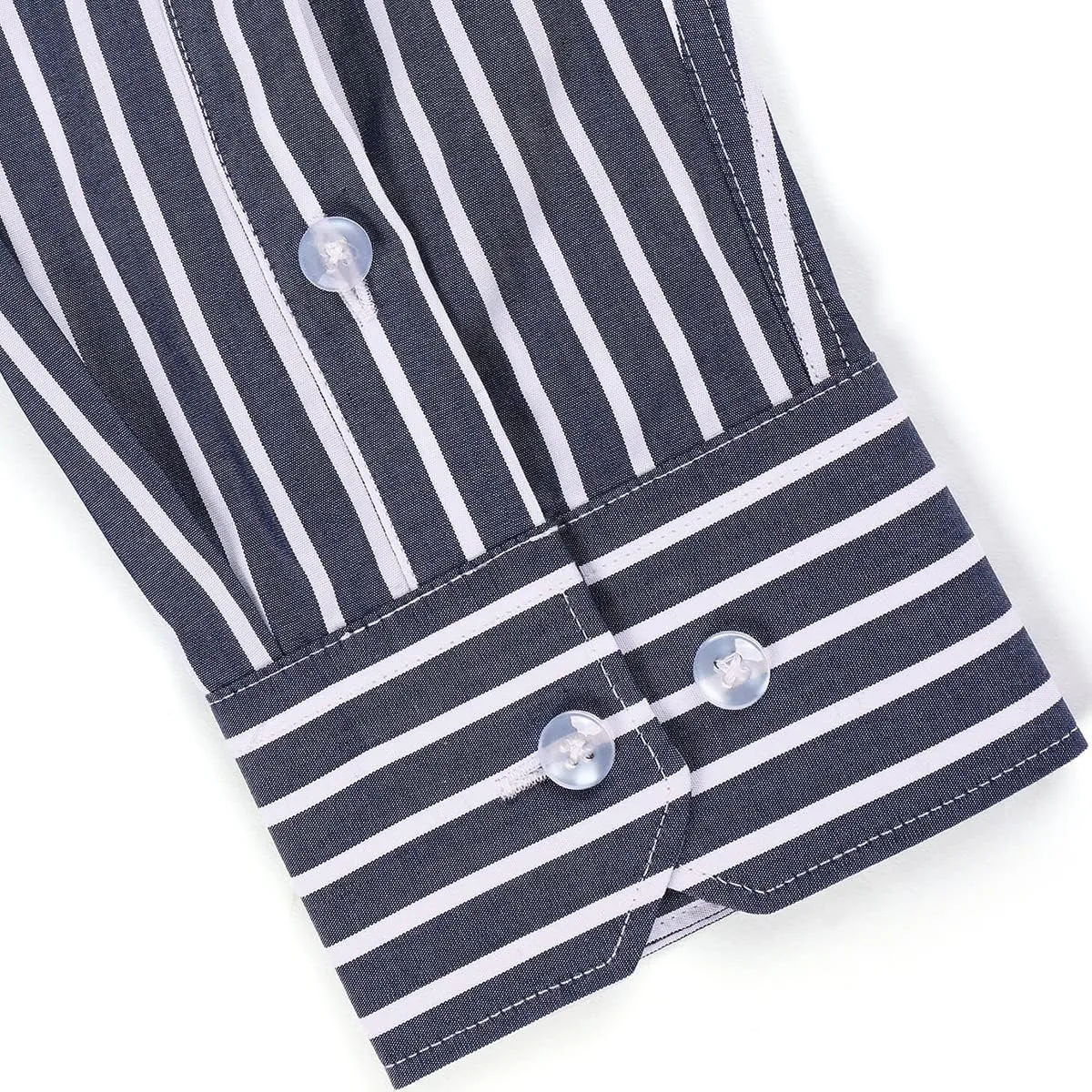 Men's 100% Cotton Striped Dress Shirt Regular Fit Long Sleeve Button-Down Busines Casual Shirt