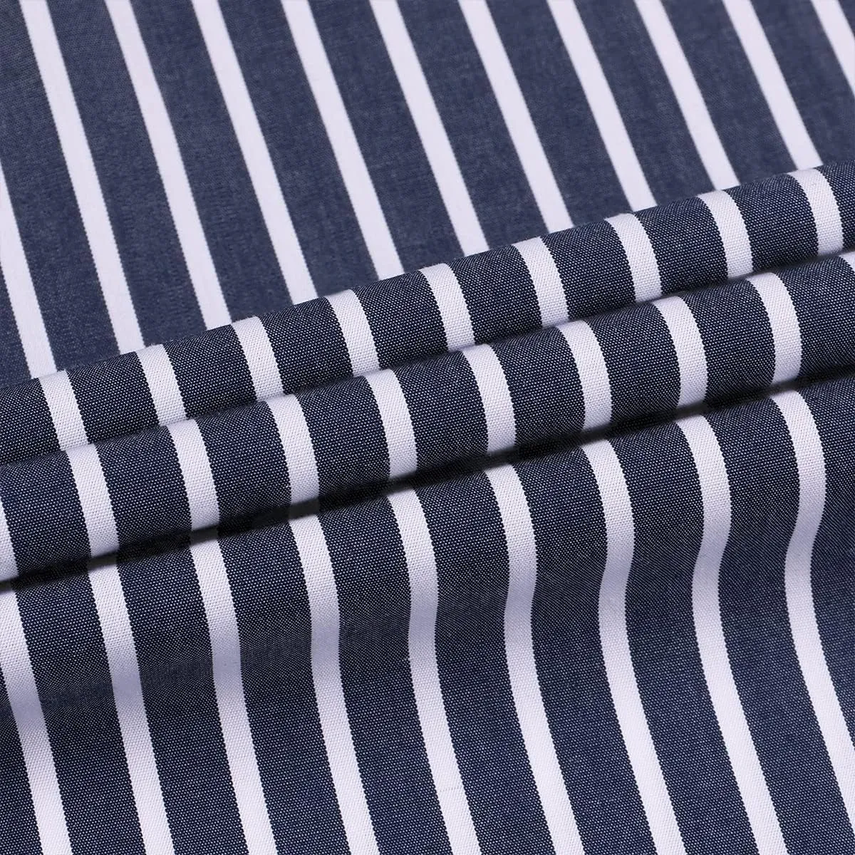 Men's 100% Cotton Striped Dress Shirt Regular Fit Long Sleeve Button-Down Busines Casual Shirt