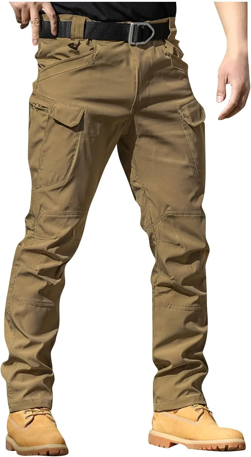 Mens Cargo Pants Work Stretch Chinos Pants Slim Fit Multi Pockets Tapered Fit Baggy Pants Workout Joggers Trousers
