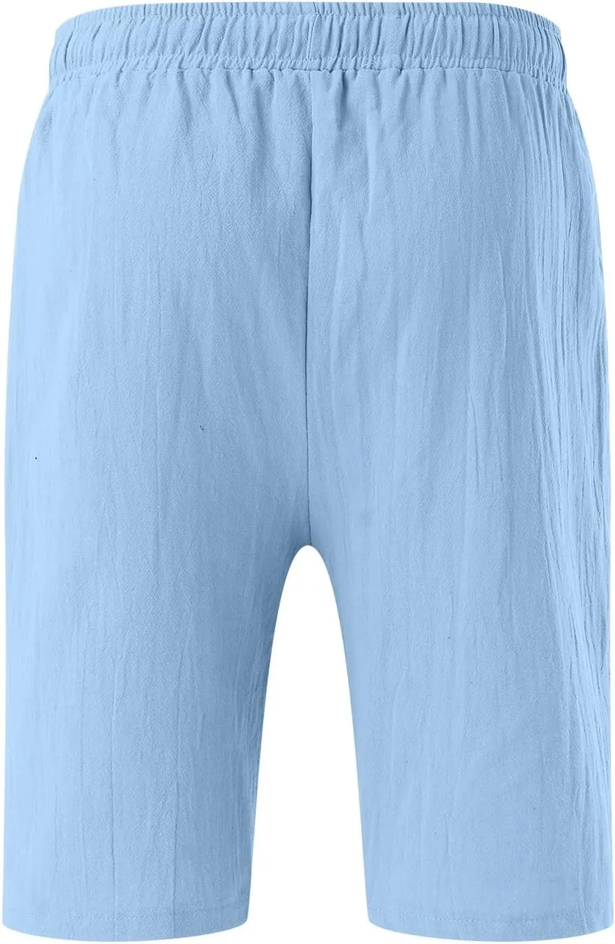 Men's Cotton and Linen Casual Shorts Quick Dry Spring and Summer Cotton Linen Loose Plus Size Summer Beach Shorts