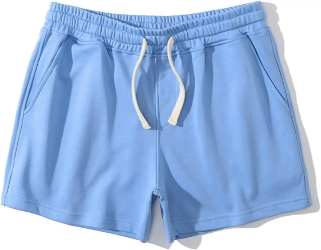 Mens Cotton Casual Sweat Shorts Workout Training Gym Shorts Mens Athletic Lounge Shorts with Pockets
