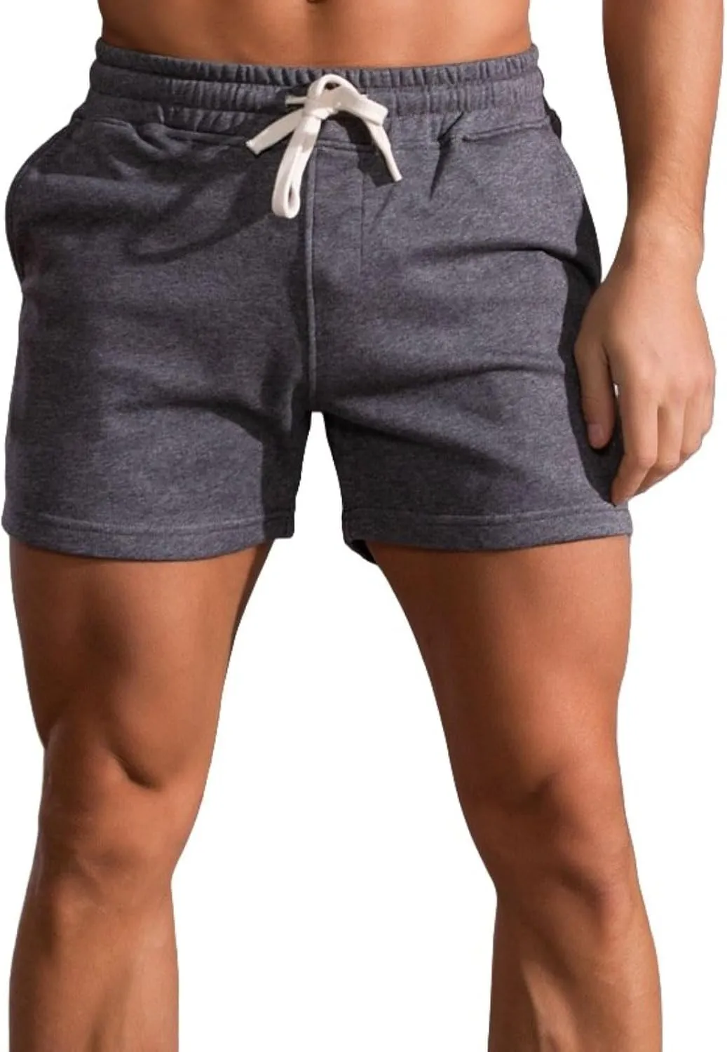 Mens Cotton Casual Sweat Shorts Workout Training Gym Shorts Mens Athletic Lounge Shorts with Pockets