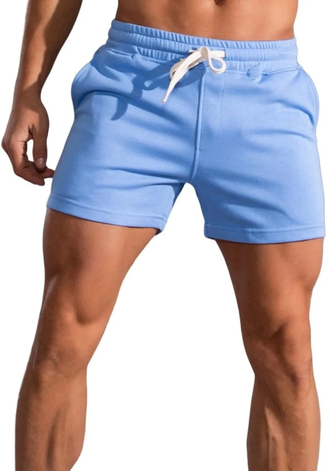 Mens Cotton Casual Sweat Shorts Workout Training Gym Shorts Mens Athletic Lounge Shorts with Pockets