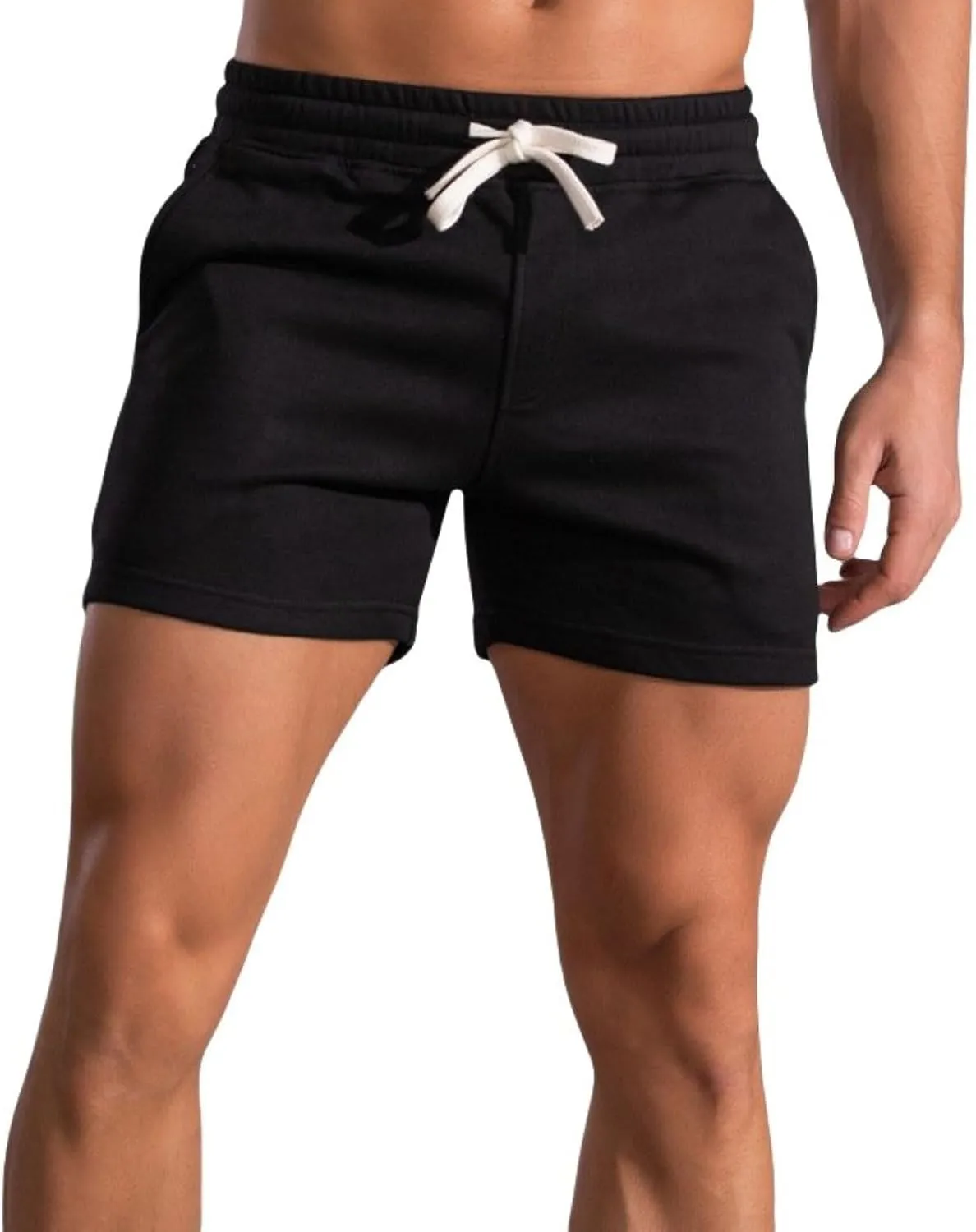Mens Cotton Casual Sweat Shorts Workout Training Gym Shorts Mens Athletic Lounge Shorts with Pockets