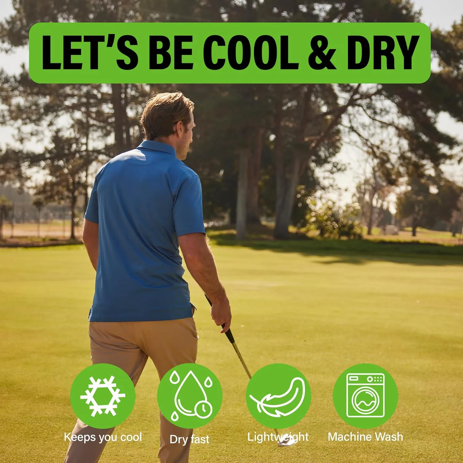 Mens Golf Polo Shirt Lightweight & Quick Dry UPF 50  Flat-Knit Collar Polo Shirts for Men (S, M, L, XL, XXL)- Dry Fit