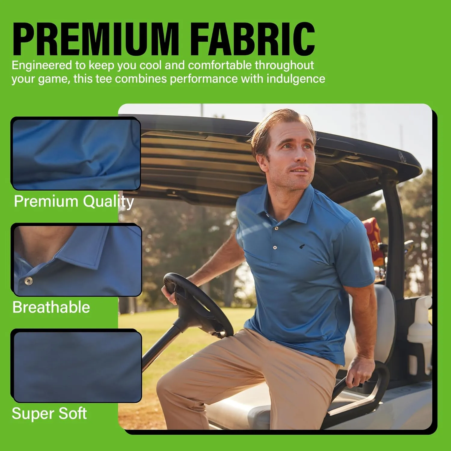 Mens Golf Polo Shirt Lightweight & Quick Dry UPF 50  Flat-Knit Collar Polo Shirts for Men (S, M, L, XL, XXL)- Dry Fit