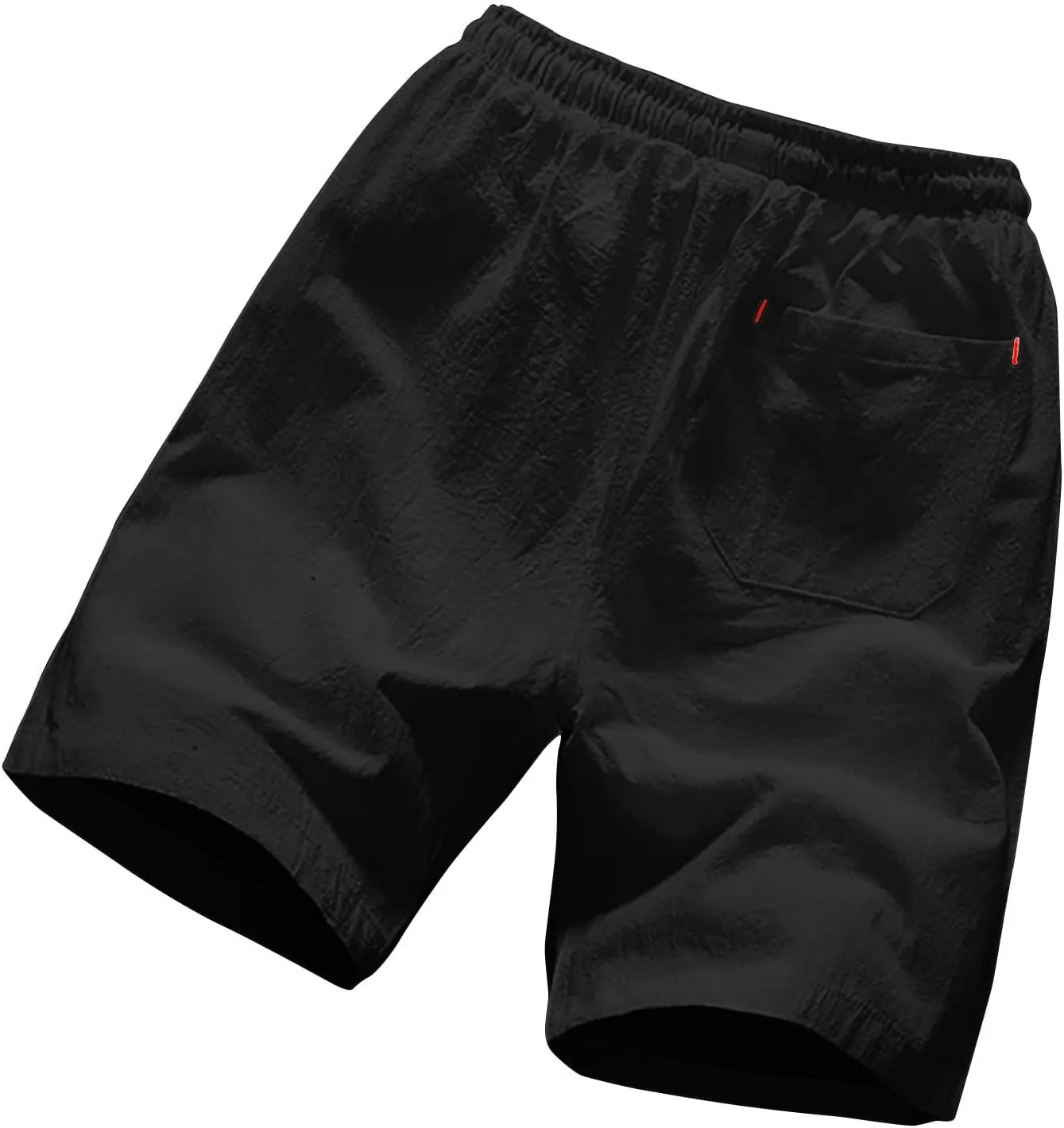 Men's Linen Cotton Shorts Summer Beach Drawstring Shorts with Pockets Casual Lightweight Vacation Lounge Shorts