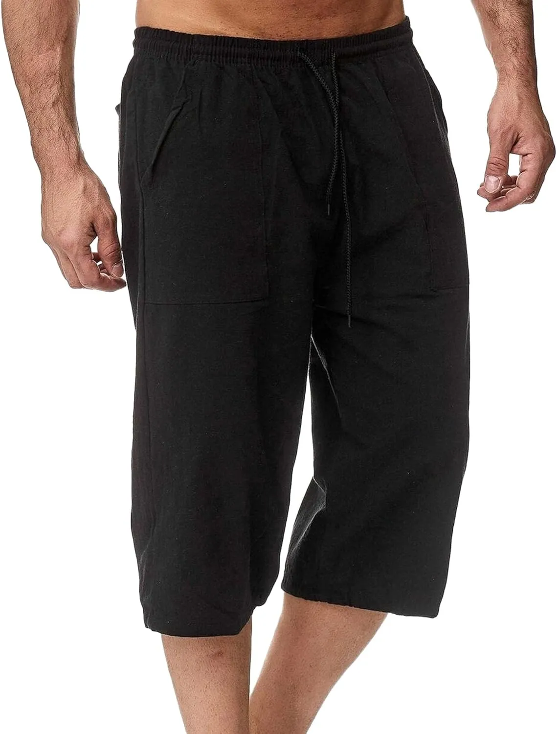 Men's Lounge Cotton Linen Long Leisure Shorts Casual Breathable Track Shorts Marathon Performance Beach Shorts