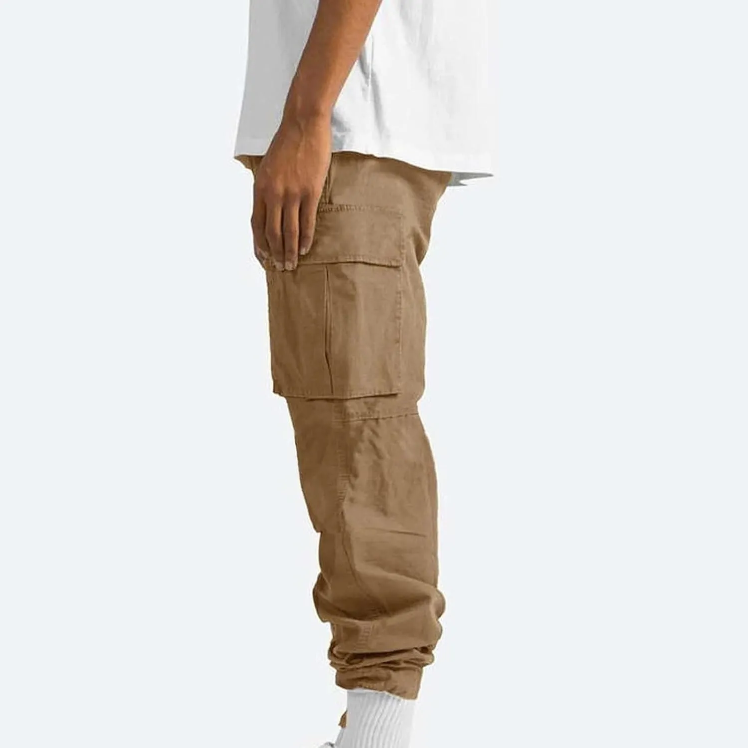 Mens Stylish Drawstring Cargo Jogger Pants Outdoor Fashion Athletic Joggers Pants Casual Straight Leg Track Pants