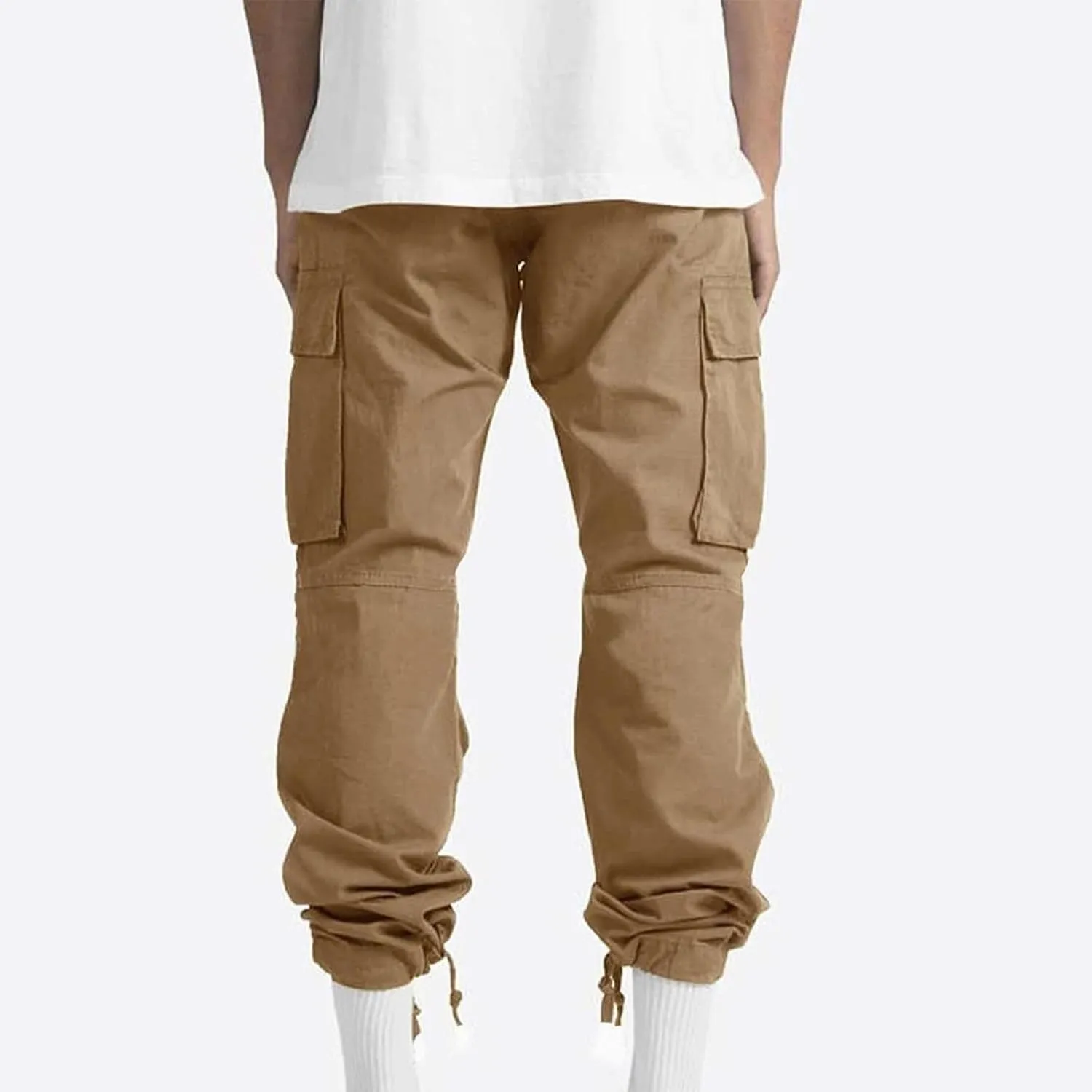 Mens Stylish Drawstring Cargo Jogger Pants Outdoor Fashion Athletic Joggers Pants Casual Straight Leg Track Pants