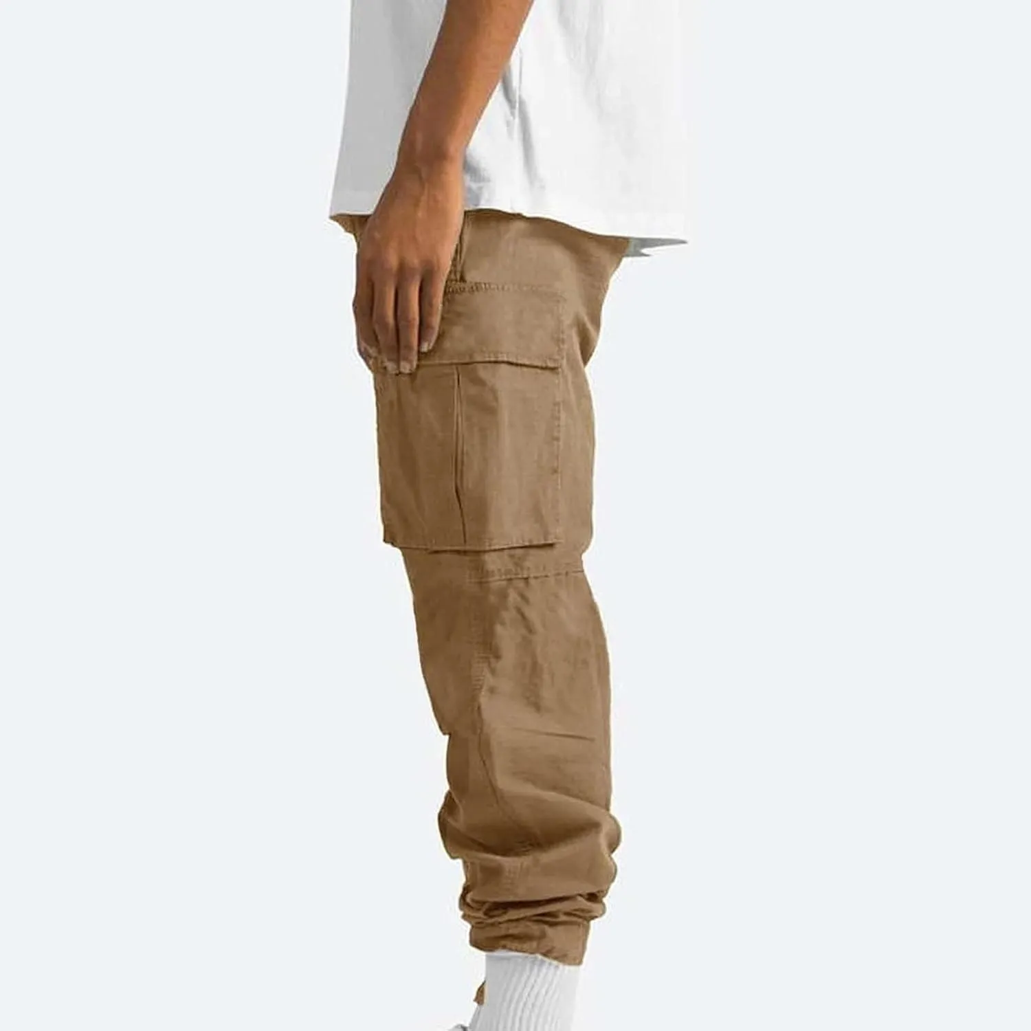 Mens Stylish Drawstring Cargo Jogger Pants Outdoor Fashion Athletic Joggers Pants Casual Straight Leg Track Pants