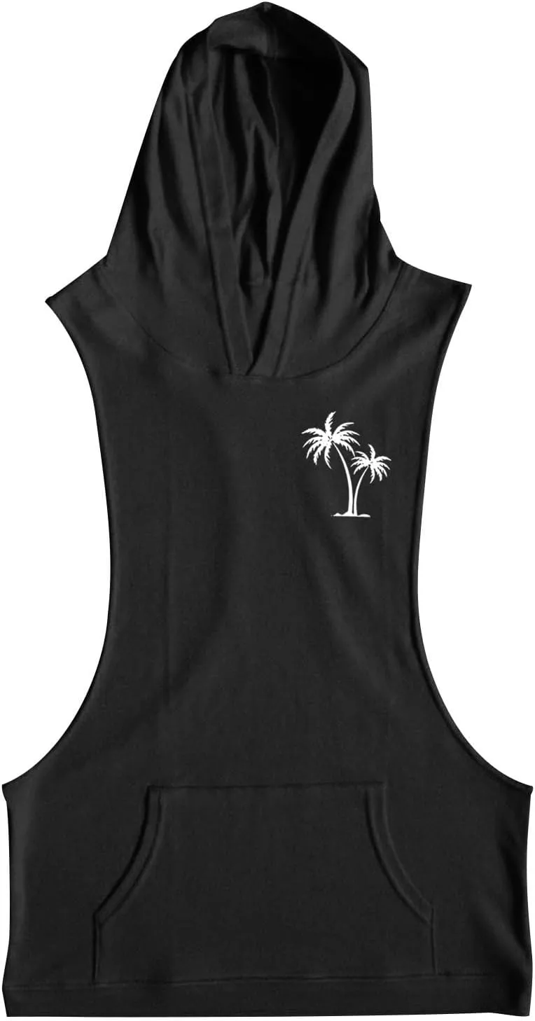 Mens Work Out Gym Beach Vest Hoods Coat for Man Sleeveless Hawaiian Cami Tank Hooded Tropical Fall Winter Vest 2025