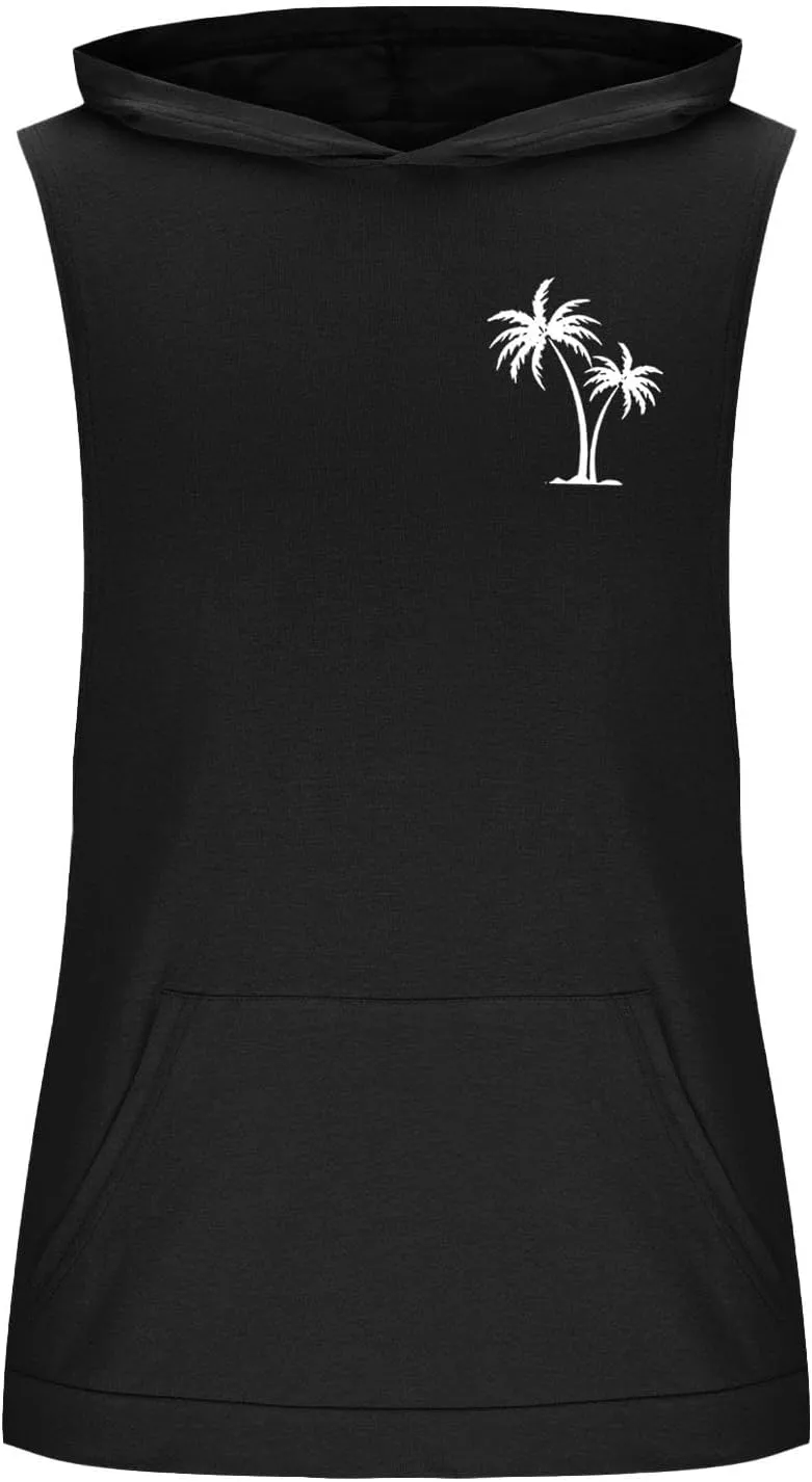 Mens Work Out Gym Beach Vest Hoods Coat for Man Sleeveless Hawaiian Cami Tank Hooded Tropical Fall Winter Vest 2025