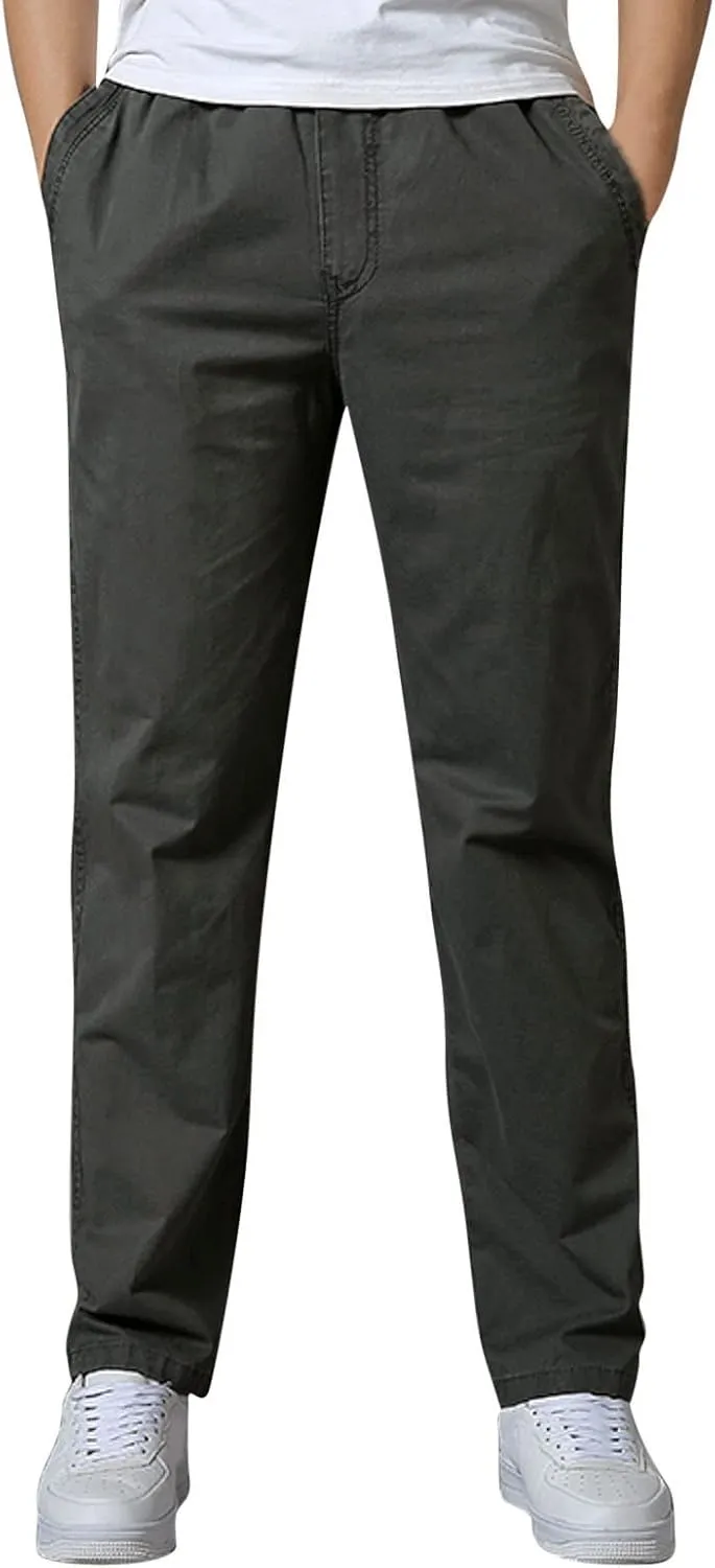 Mens Workout Cargo Sweatpants Zipper Pocket Trouser Fashion Mens Tapered Joggers Men's Flap Pocket Drawstring Elastic