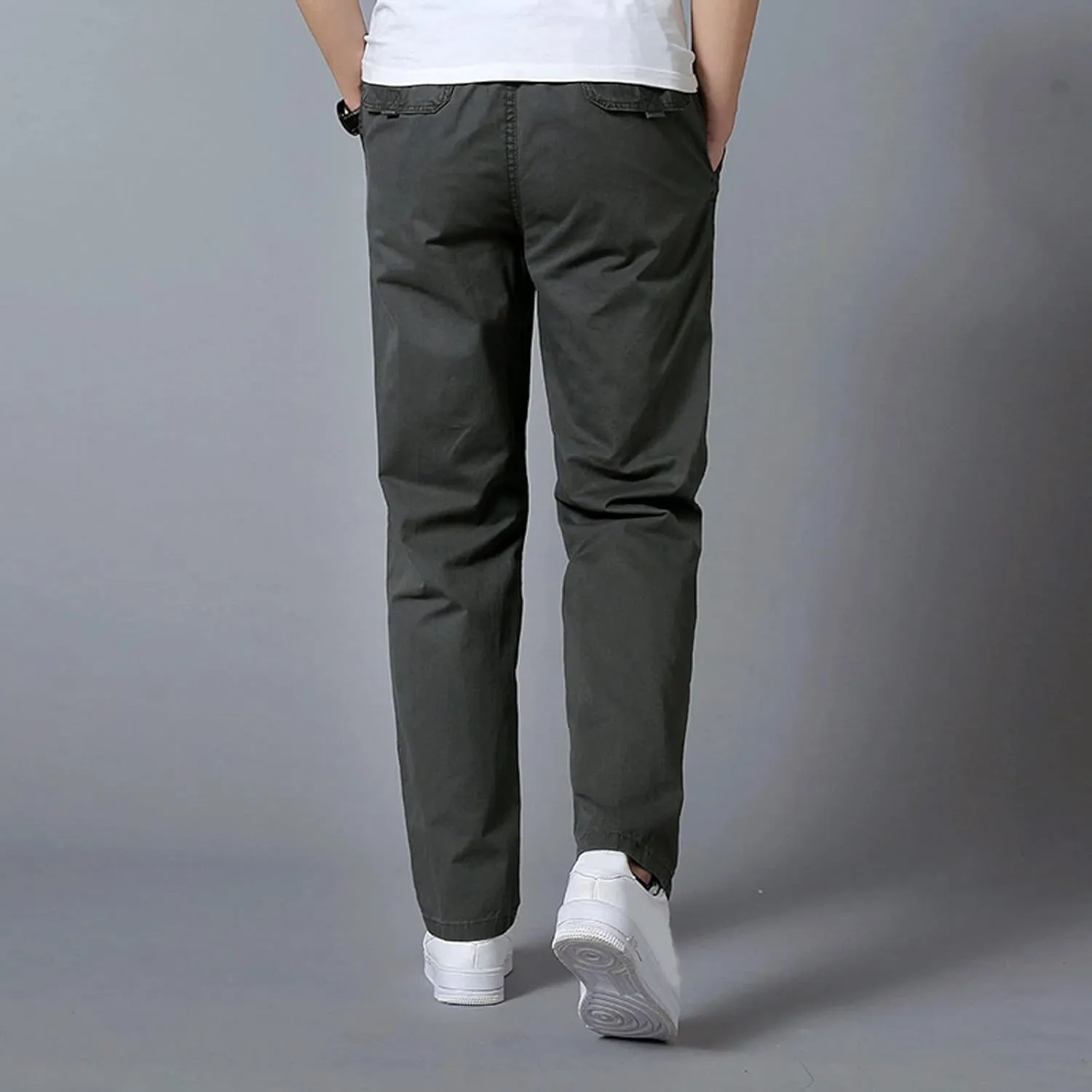 Mens Workout Cargo Sweatpants Zipper Pocket Trouser Fashion Mens Tapered Joggers Men's Flap Pocket Drawstring Elastic