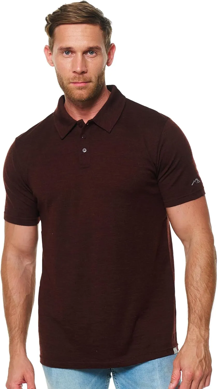 Merino Wool Polo Shirt Men - Anti-Odor 100% Merino Wool Shirts for Men Short Sleeve and Long Sleeve Breathable Polo