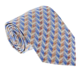 Missoni U4706 Blue/Orange Chevron  Pure Silk Tie
