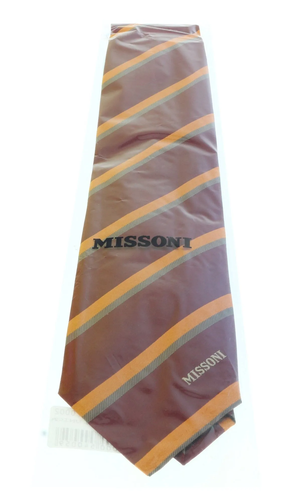 Missoni U5035 Burgundy/Orange Regimental Pure Silk Tie