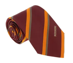 Missoni U5035 Burgundy/Orange Regimental Pure Silk Tie
