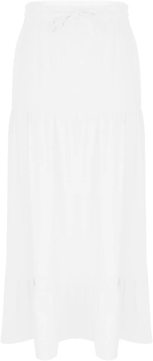 Plus Size Maxi Skirts for Women Summer Boho Flowy Tiered A-Line Skirt Casual Fashion Elastic Waist Pleated Dress
