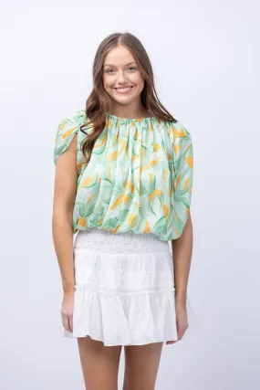 Ramy Brook Katie Blouse in Mineral Green Combo Leaf