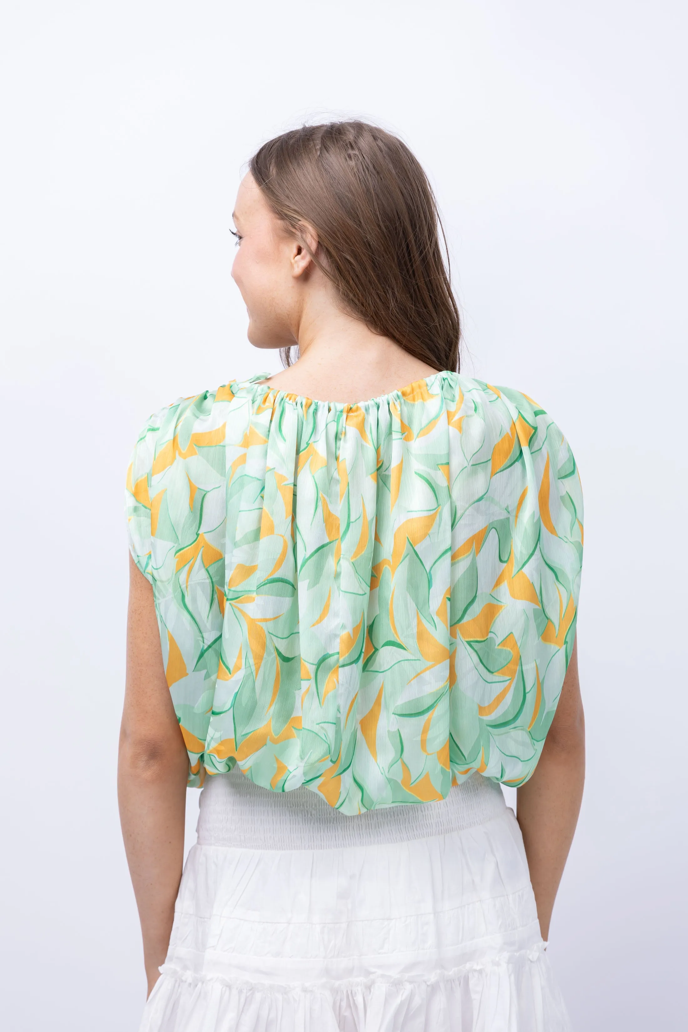 Ramy Brook Katie Blouse in Mineral Green Combo Leaf