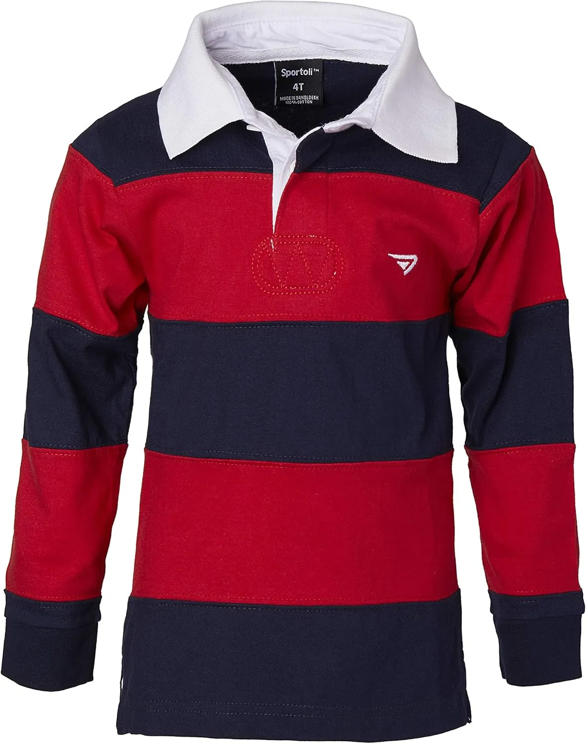 Sportoli Boys Cotton Wide Striped Long Sleeve Polo Rugby Shirt