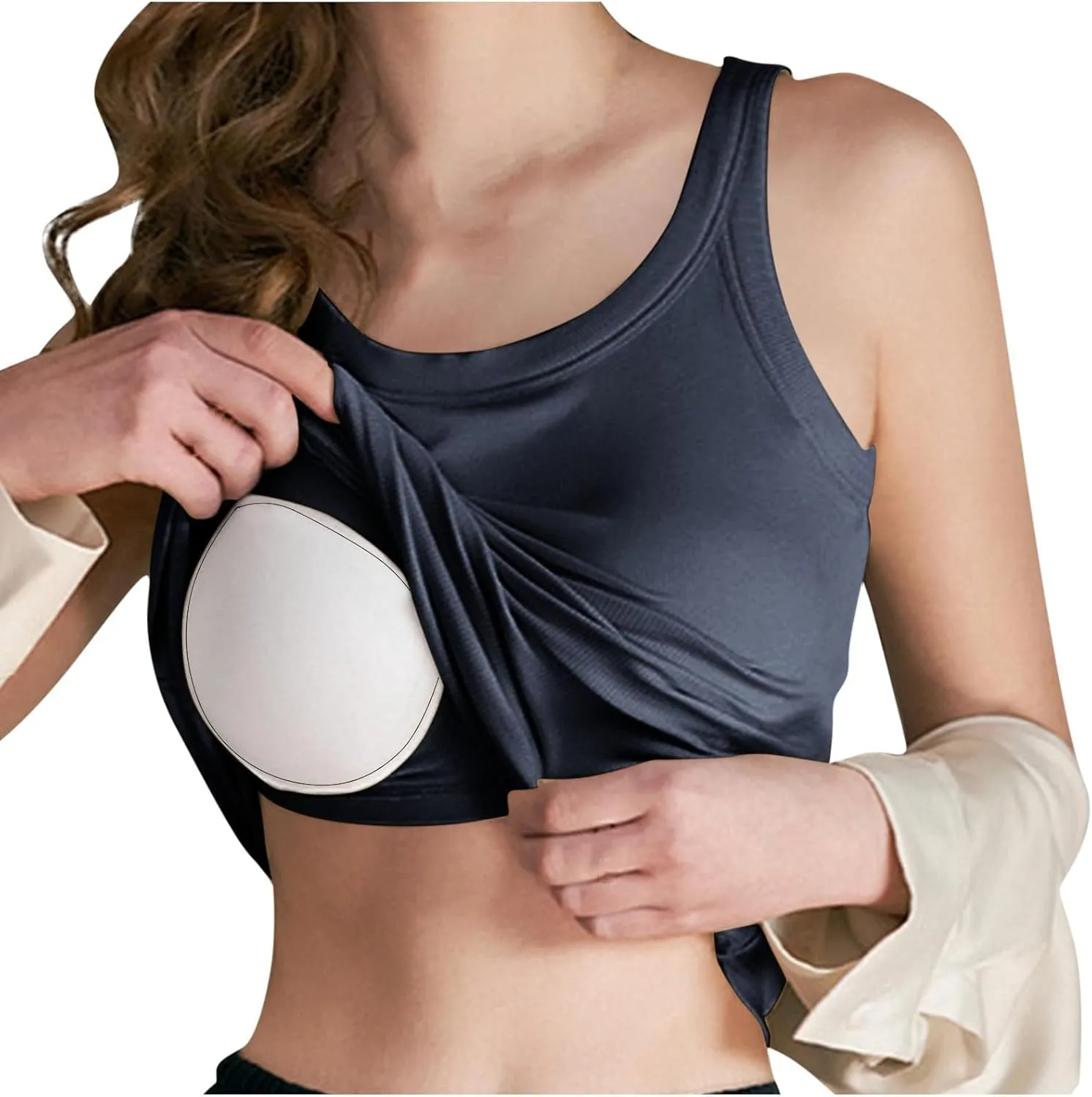Tank Top for Women with Built in Bra Sleeveless Workout Camisole Shirts Loose Fit Basic Padded Summer Tops Clothes