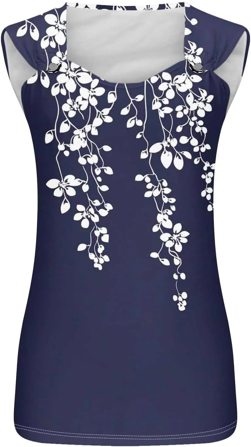 Tank Tops for Women Trendy 2025 Sleeveless Floral Summer Shirts O Ring Strap Dressy Blouses Flowy Boho Beach Outfits