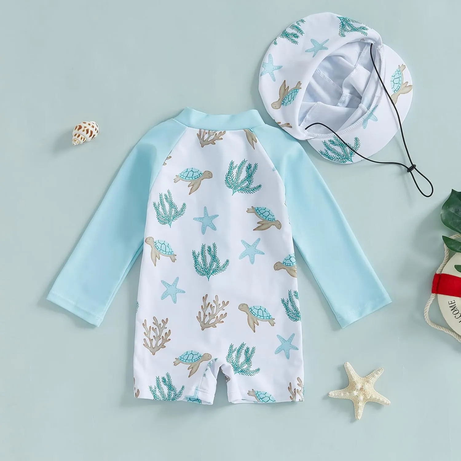 Toddler Infant Baby Boy 4th of July Swimsuit Newborn Rash Guard Boys Girls One Piece Zipper Bathing Suit Swimwear with Hat