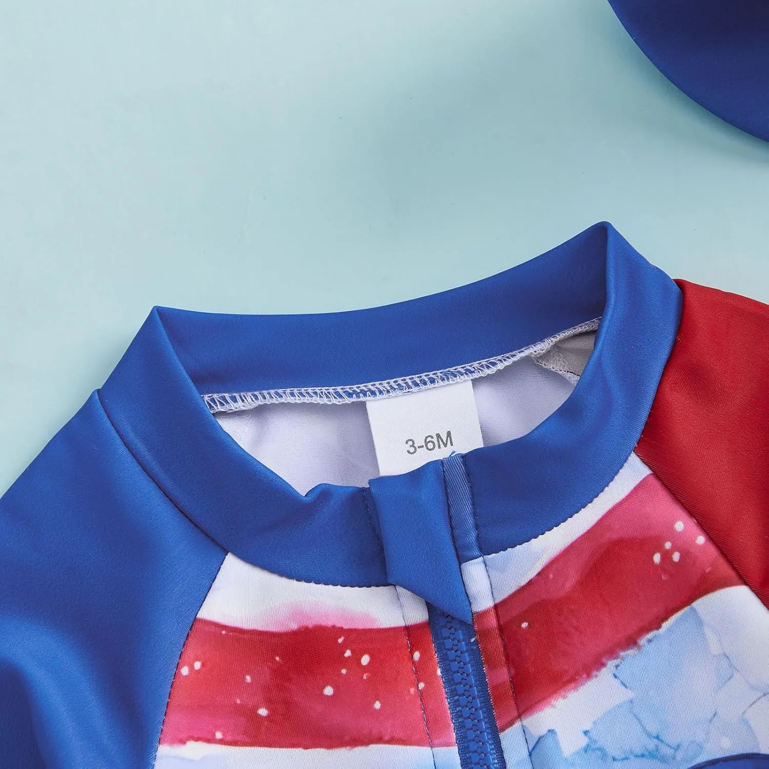 Toddler Infant Baby Boy 4th of July Swimsuit Newborn Rash Guard Boys Girls One Piece Zipper Bathing Suit Swimwear with Hat