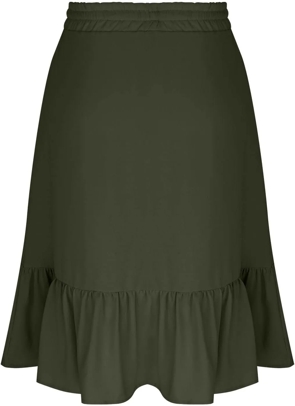 Women Beach Skirts with Pockets Elastic Waist Bohemian Midi Skirt Mid-Calf Length Ruffle Half Dress 2025 New