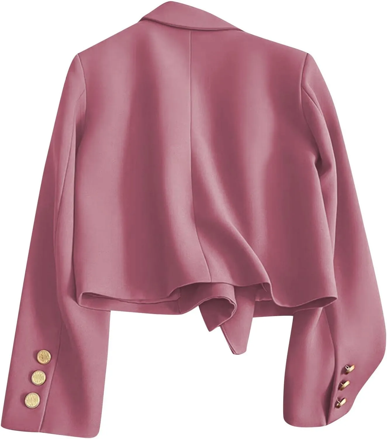 Women Double Breasted Cropped Blazer with Lined Business Work Lapel Open Front Long Sleeve Suit Jackets with Pockets